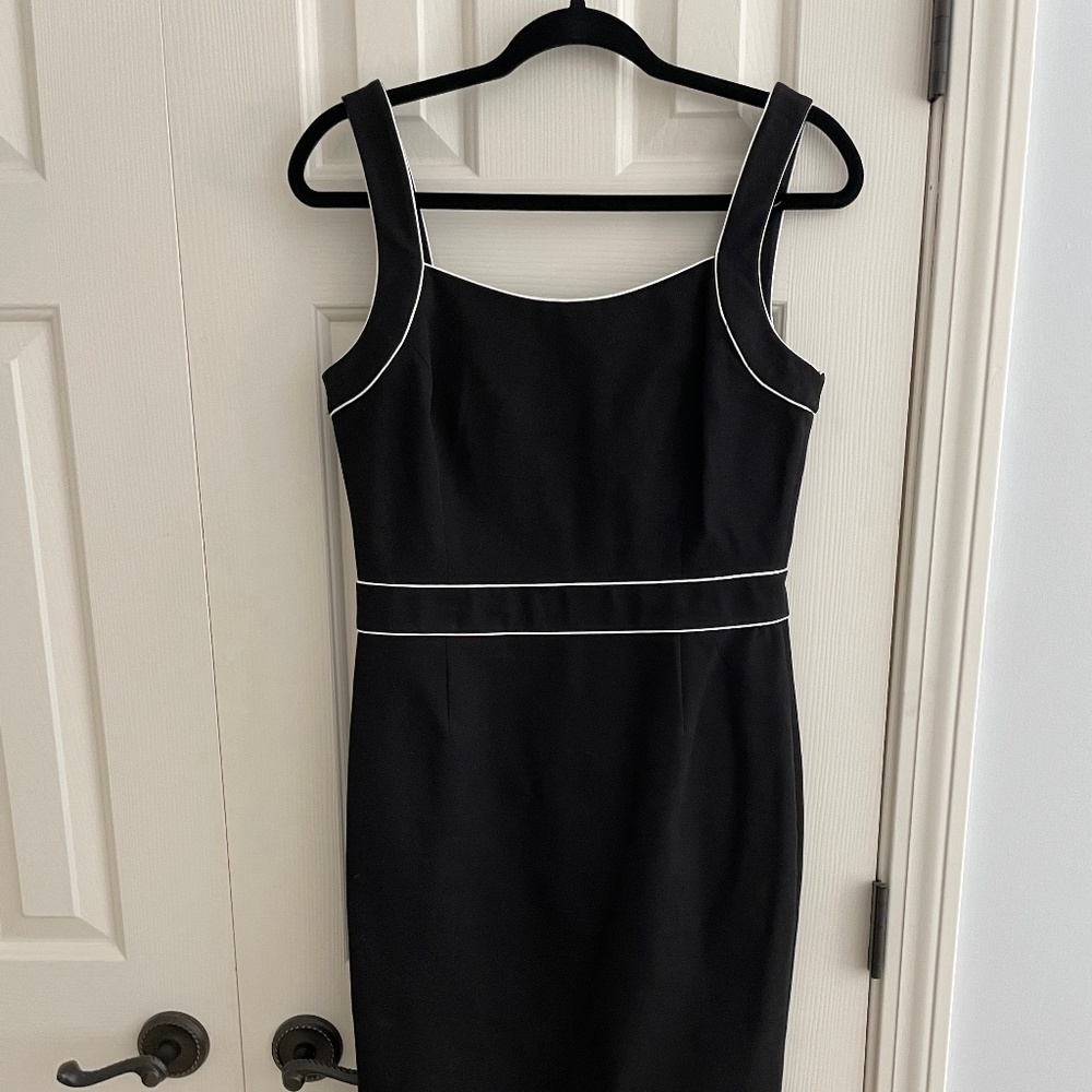 Banana Republic Black Cotton Poplin Sheath midi Dress 6